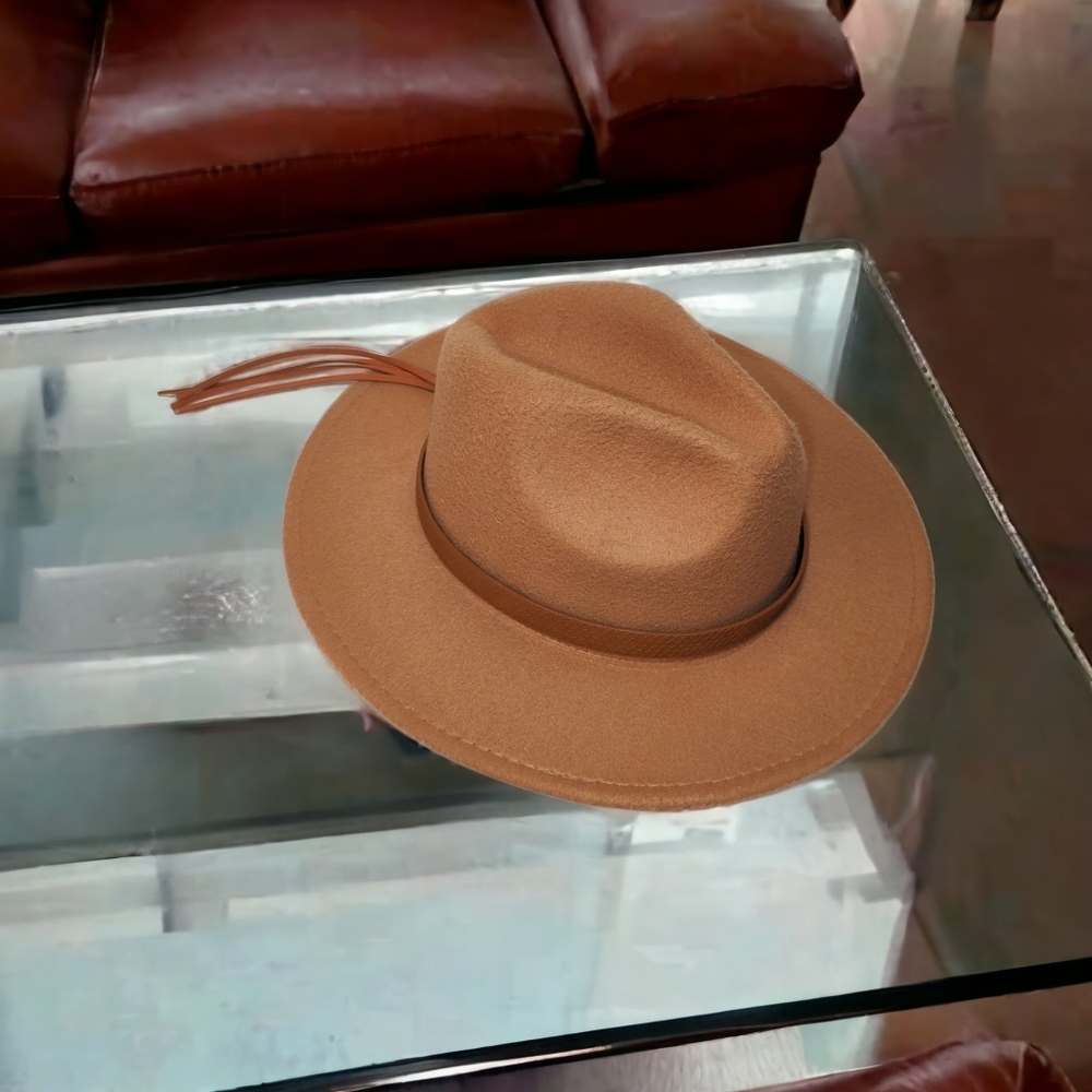 Unisex Felt Wide Brim Fedora Hat - Picture 6 of 9